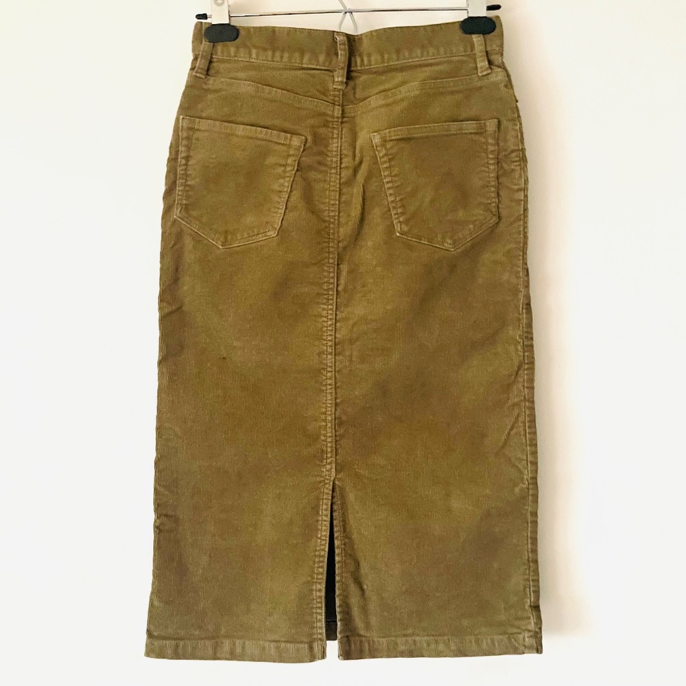 Muji XS Tan Corduroy Midi Pencil Skirt - Picture 2 of 9